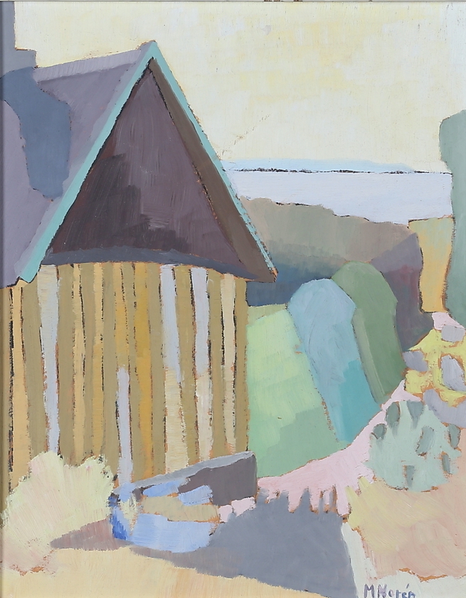 'Fiskebod vid vatten' by Maj Norèn oil on panel 40 x 32cm AU $XXX inquire here