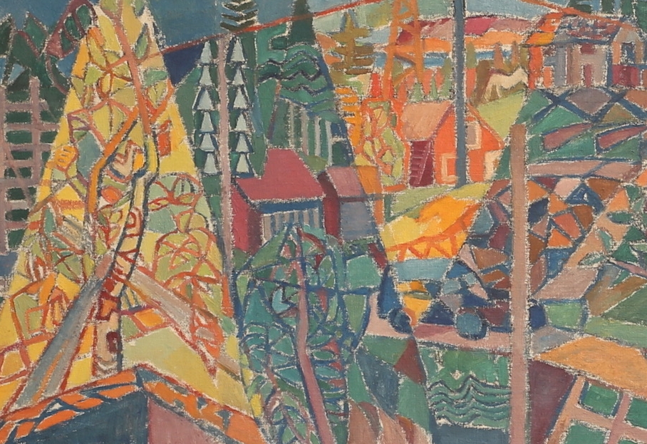 'Cubist Landscape' by Johan Hedman (Swedish 1913-1994) Oil on canvas signed and dated -52 42 x 66cm AU $725 inquire here