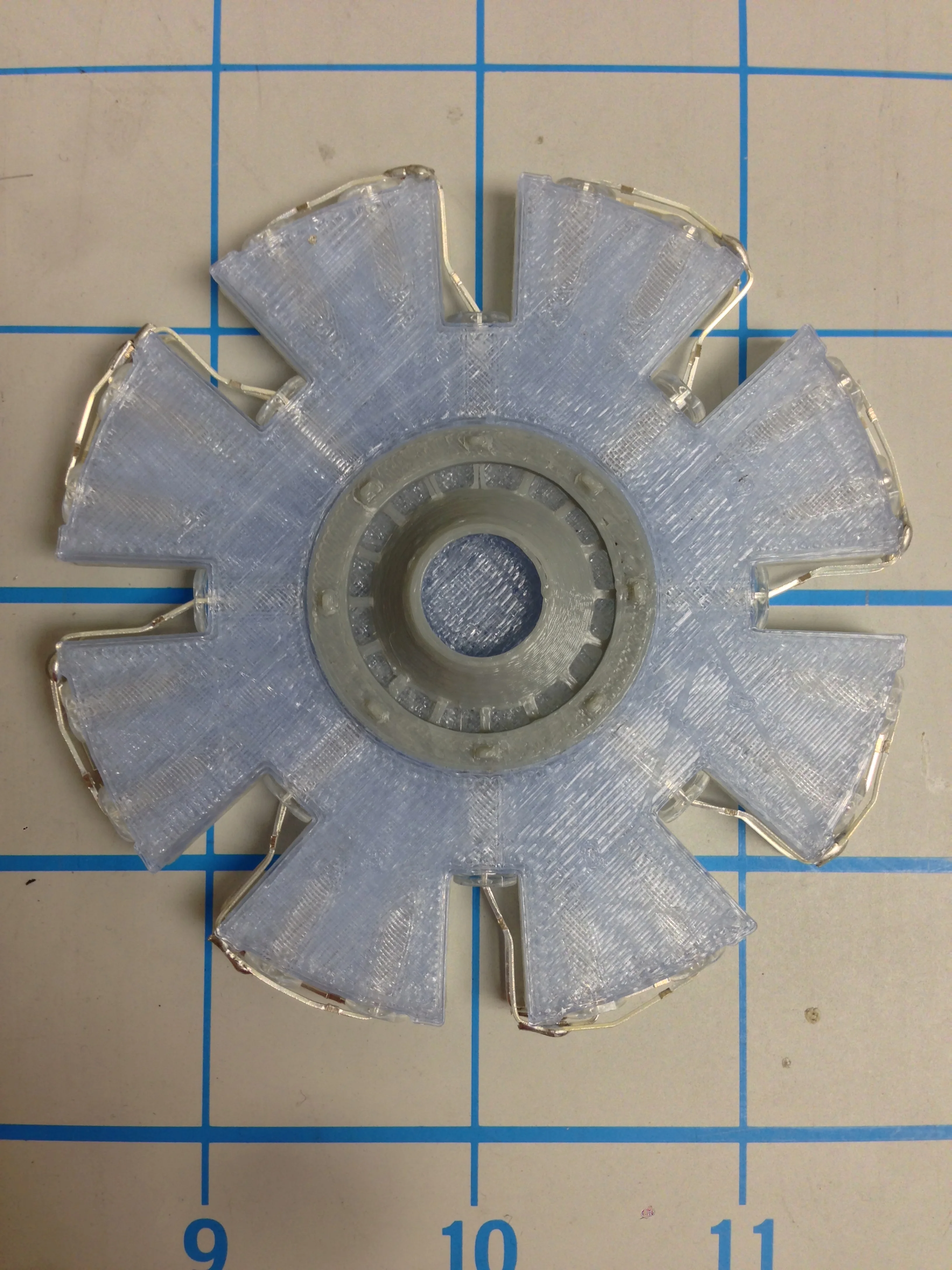  LEDs set in place and wired in groups of three 