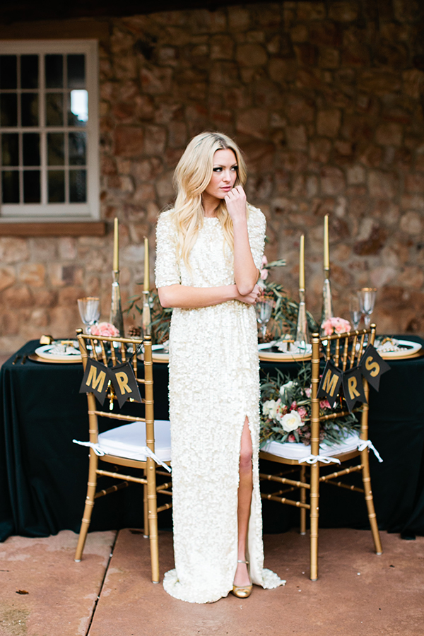 white christmas dresses Plus Size Modern Ombre Sequin Aline Wedding Dress Light Ivory main image 1