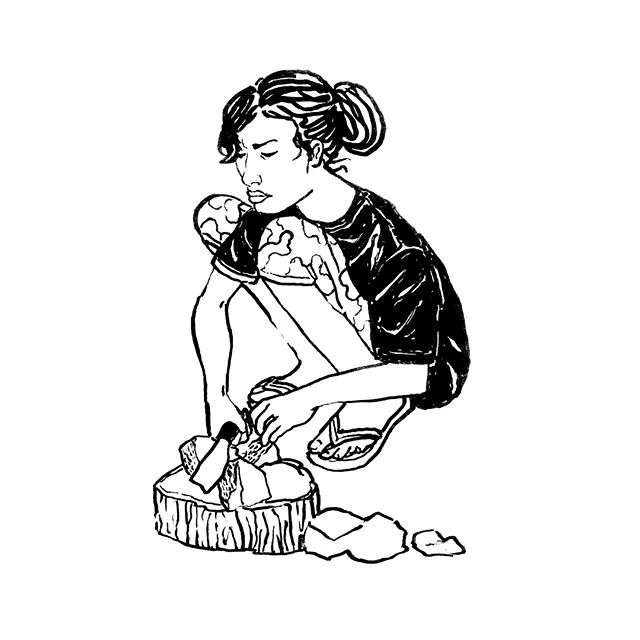 Teenager with a knife in Moni&rsquo;s village