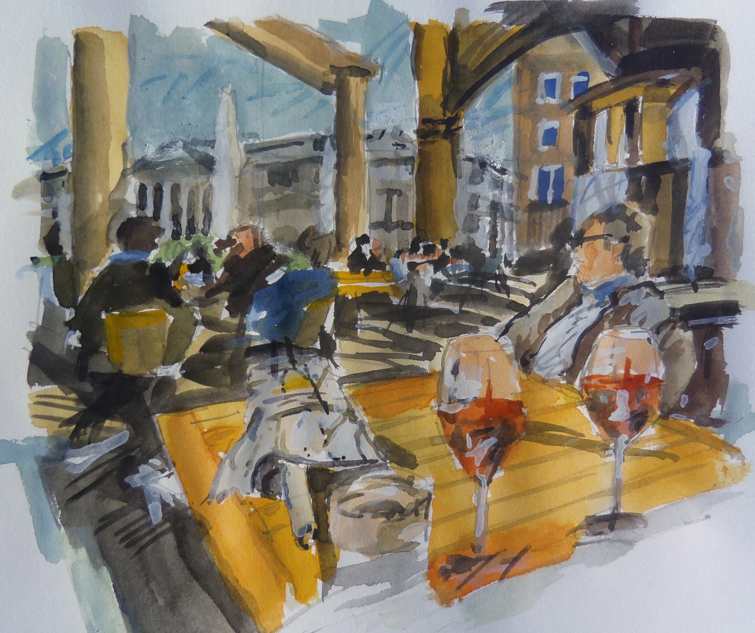 Cafe Kunstverein Aqarell  18x22 cm