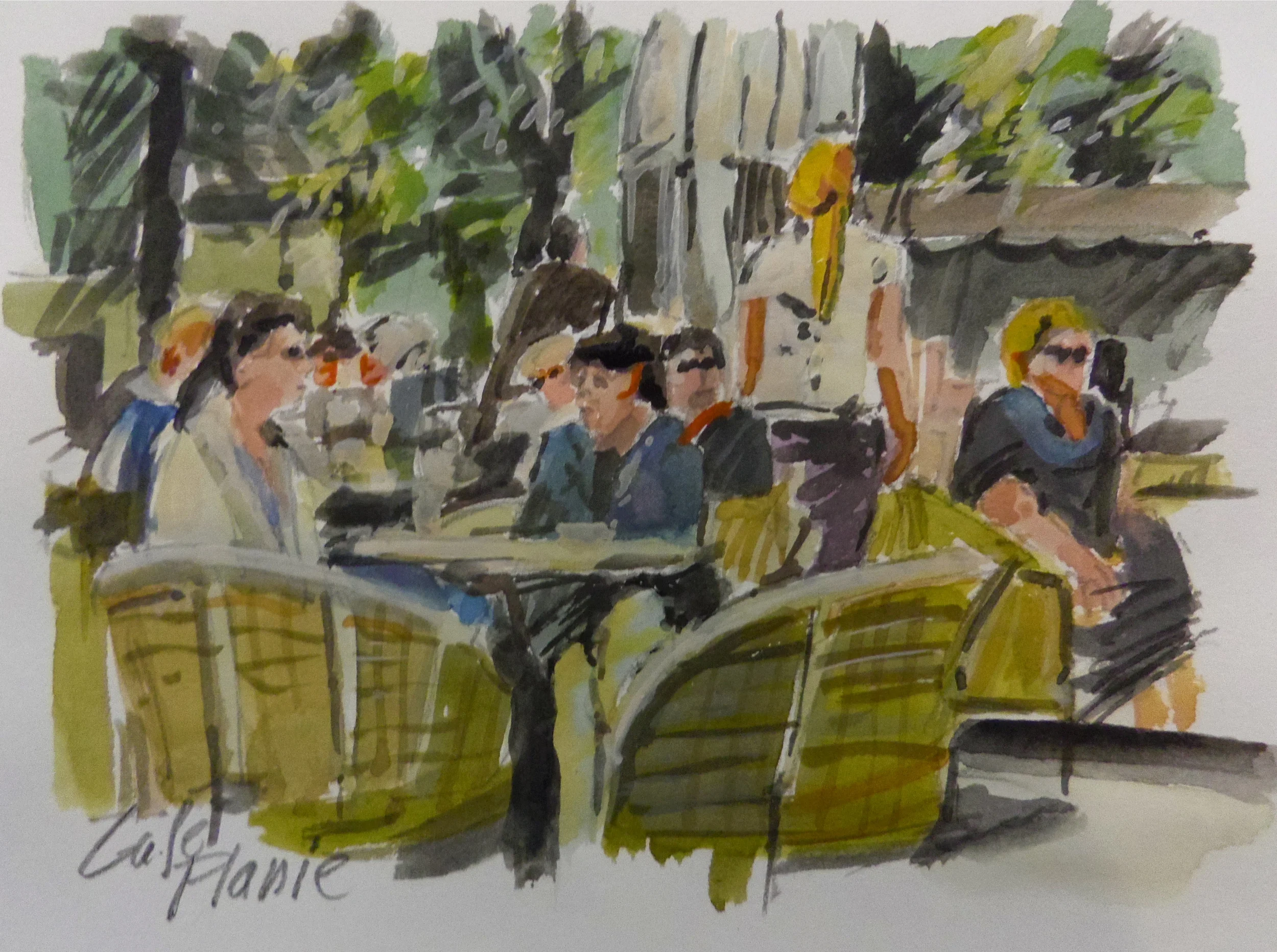 Cafe Planie Stuttgart  Aqarell  17x22 cm