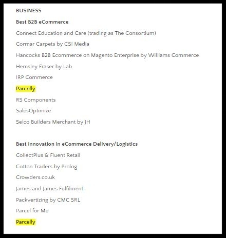 Parcelly Business Awards shortlisting and competing 2016 finalists