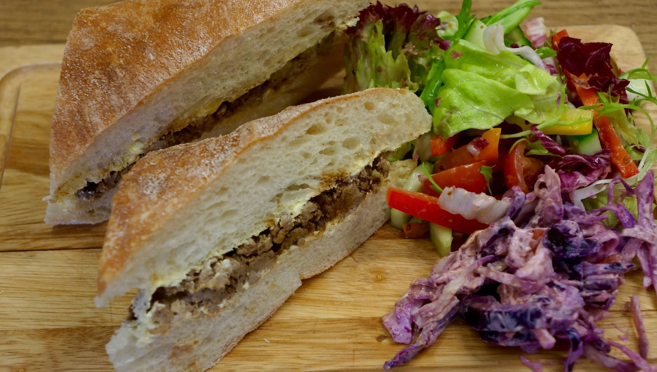 Spicy Pulled Pork Sandwich on Ciabatta bread