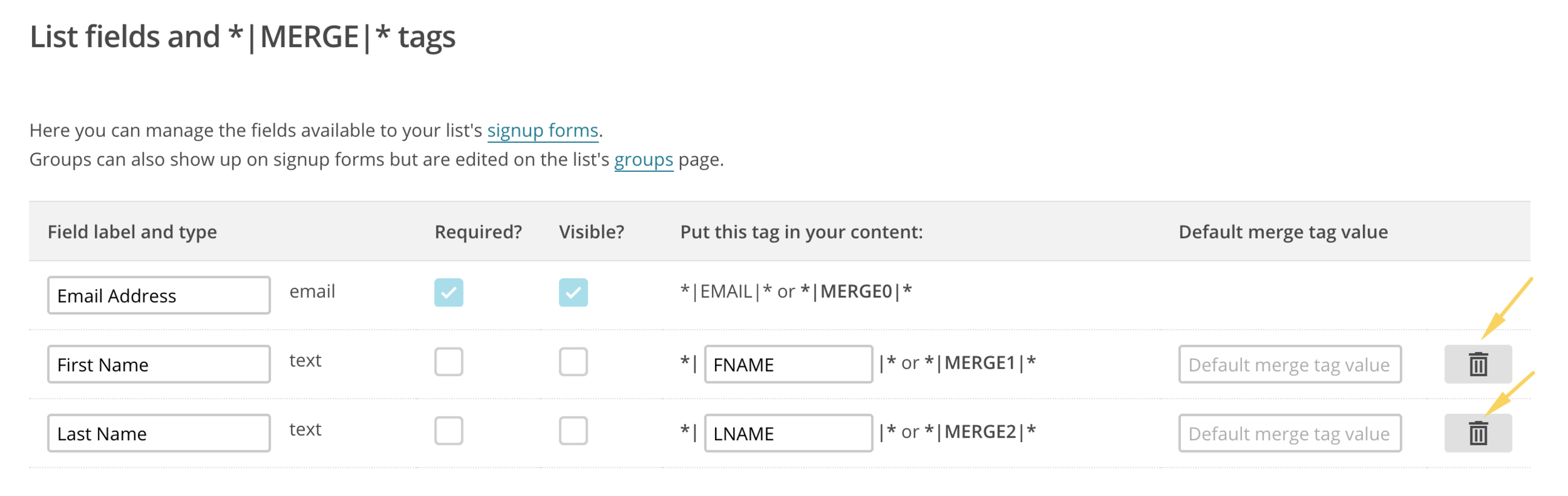 Mailchimp List Fields and Merge Tags | Kerstin Martin Squarespace Studio