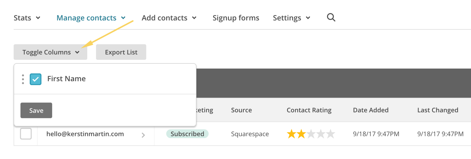 Mailchimp List Toggle | Kerstin Martin Squarespace Studio