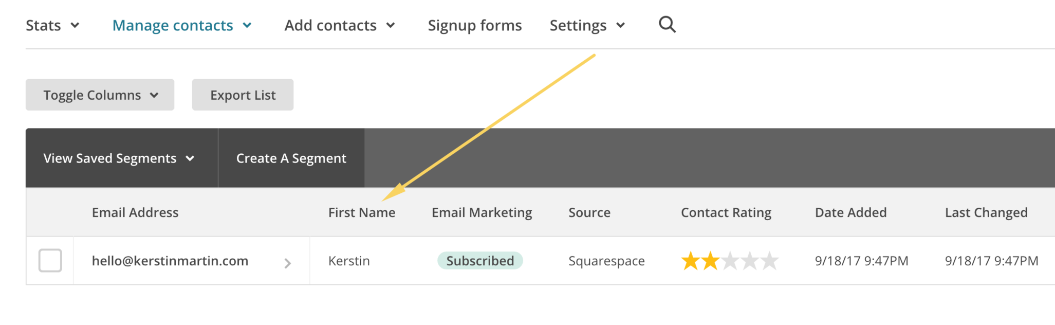 Mailchimp List Fields | Kerstin Martin Squarespace Studio