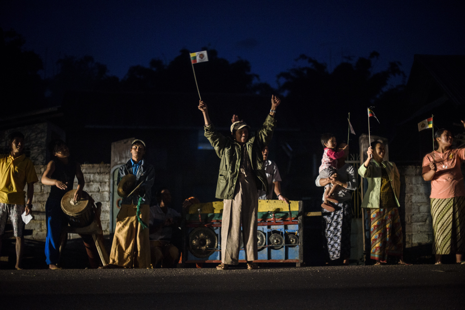 SNLD party supporters along the route greet One Leng and his convoy of more than 100 vehicles.