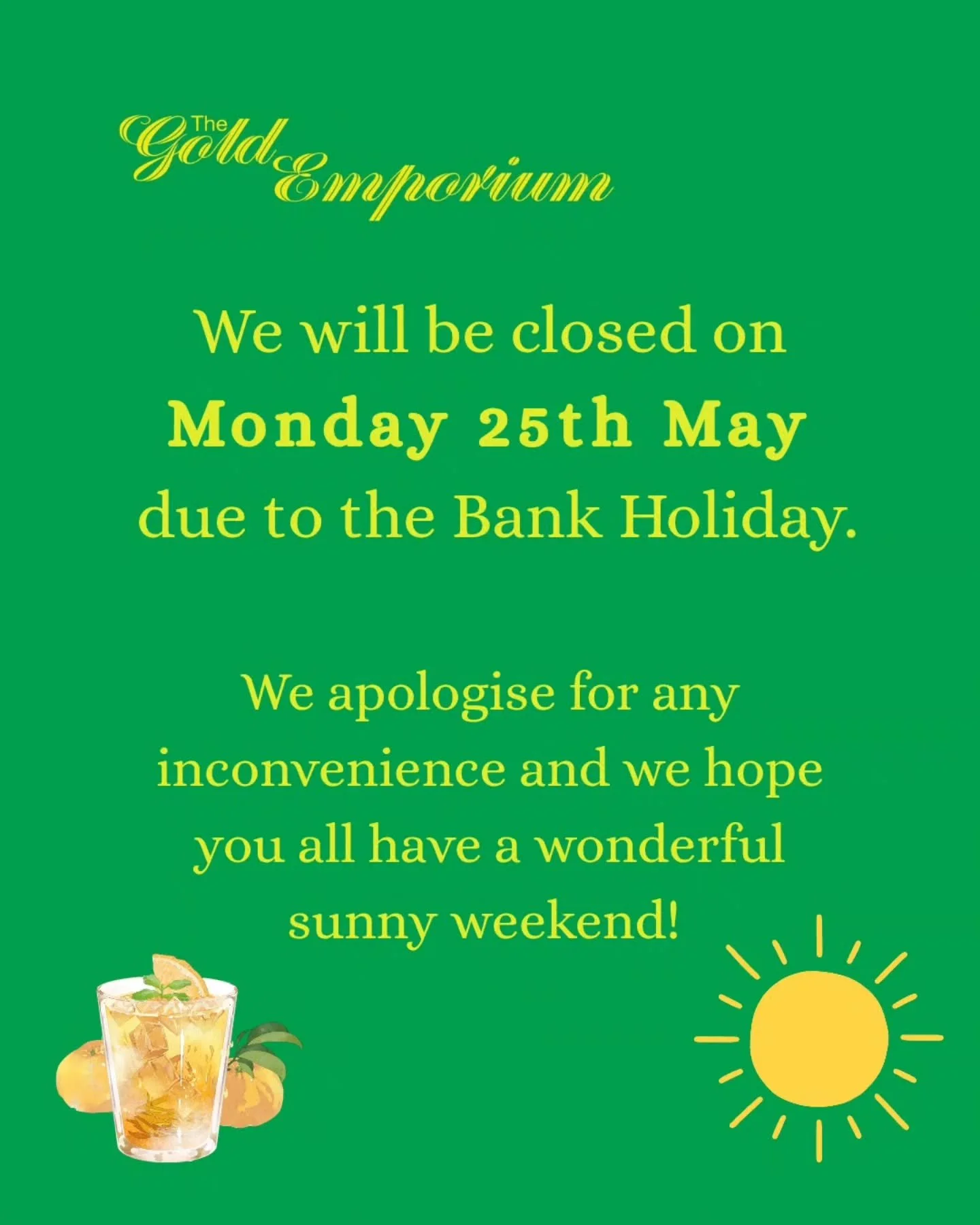 We will be open as usual from Tuesday 26/05/2026☺️