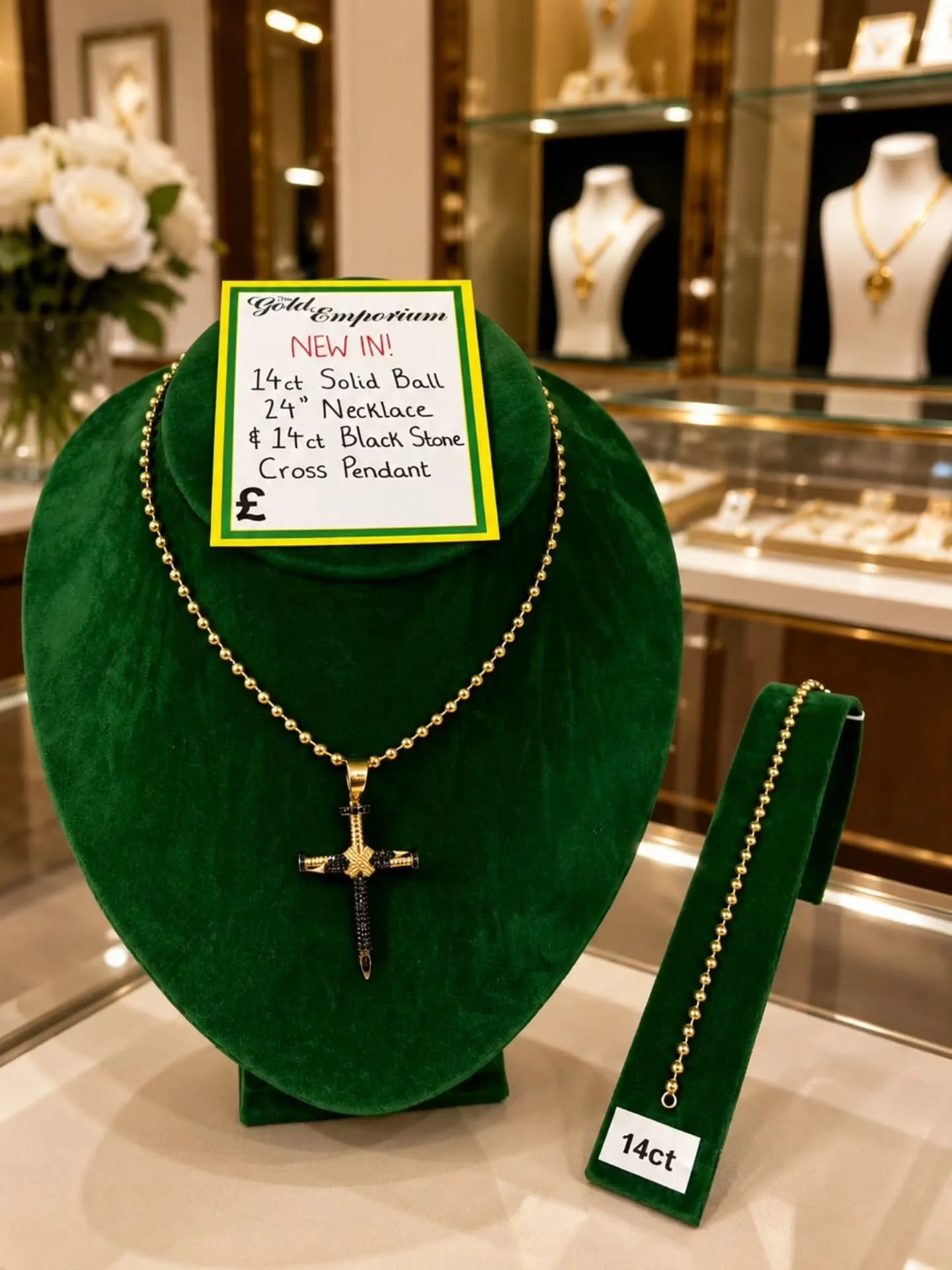 New gold stock 💛 

Wowwweee ! Just landed in store, we have this gorgeous 14ct solid ball necklace and bracelet set! In addition to the necklace we also have this stunning 14ct cross pendant that features black cubic zirconias on the front and stunt