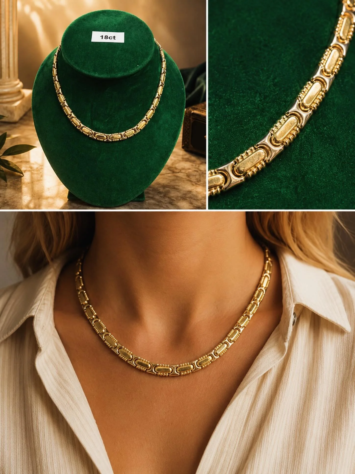 Another impressive 18ct piece just landed!

This remarkable 18ct solid two colour necklace combines timeless luxury with contemporary sophistication. This eye-catching piece creates a seamless design that sits beautifully along the neckline. 😍😍😍
I