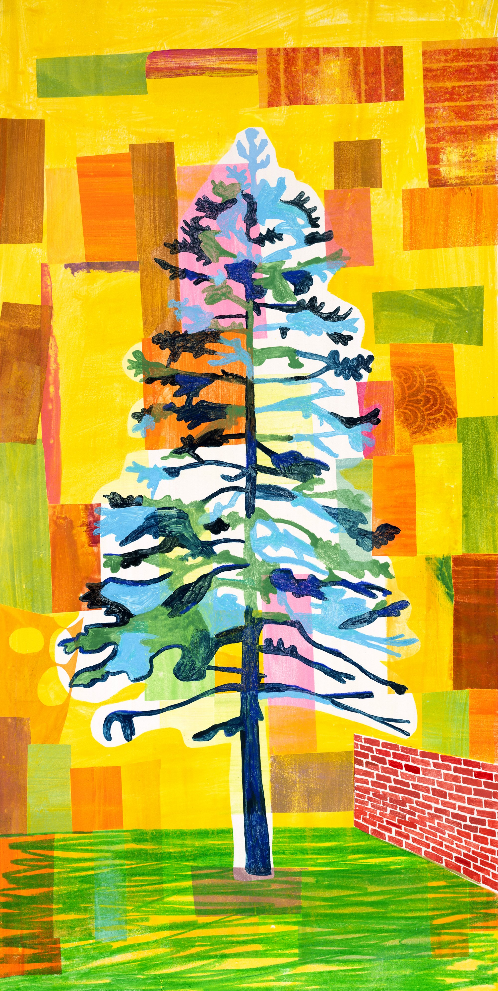 Tree from the Past, 30 X 15, watercolor monoprint on paper, 2023