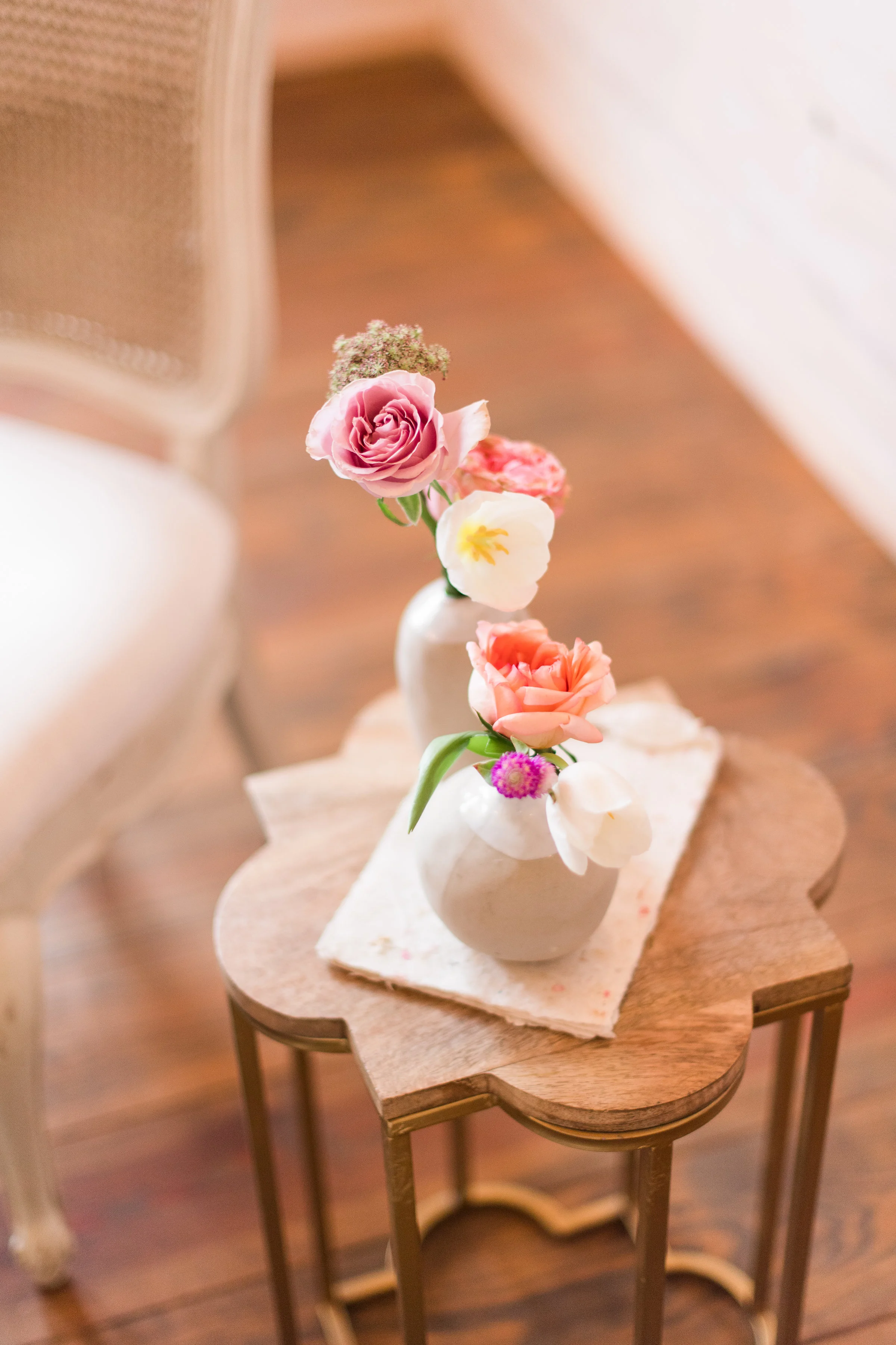Gold and Wood End Table