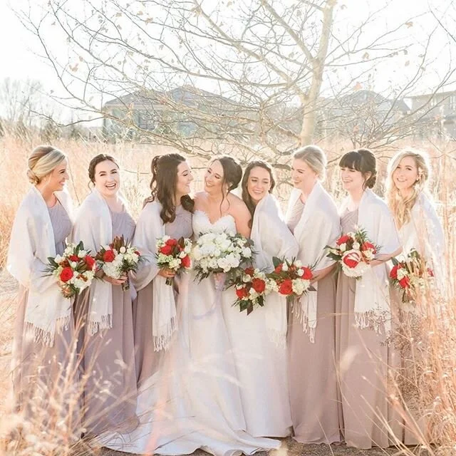 #Repost @bailey.pianalto with @get_repost
・・・
Amanda's crew were the ultimate winter wonder women keeping their smiles fresh (and their shoulders warm!) for photos! Winter weddings are gorgeous in their own right, often showcasing deeper color palettes, richly textured fabrics, and festive accessories!