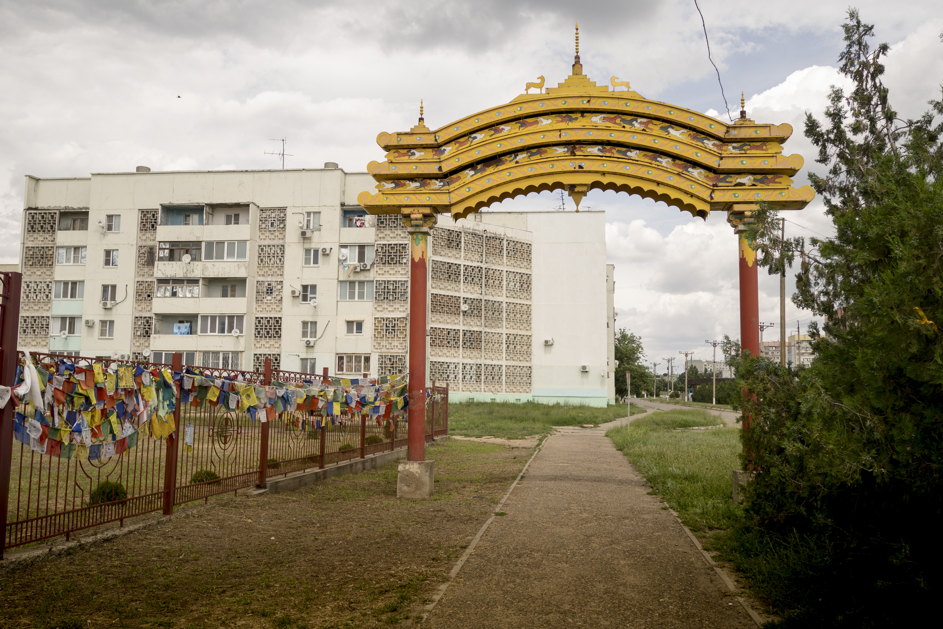  Traditional buddhist architecture is found on Kalmykia's capital city Elista.&nbsp;Mongolian and buddhist heritage is mix with the communist and Russian legacy. Elista, Russia, May 2016. 