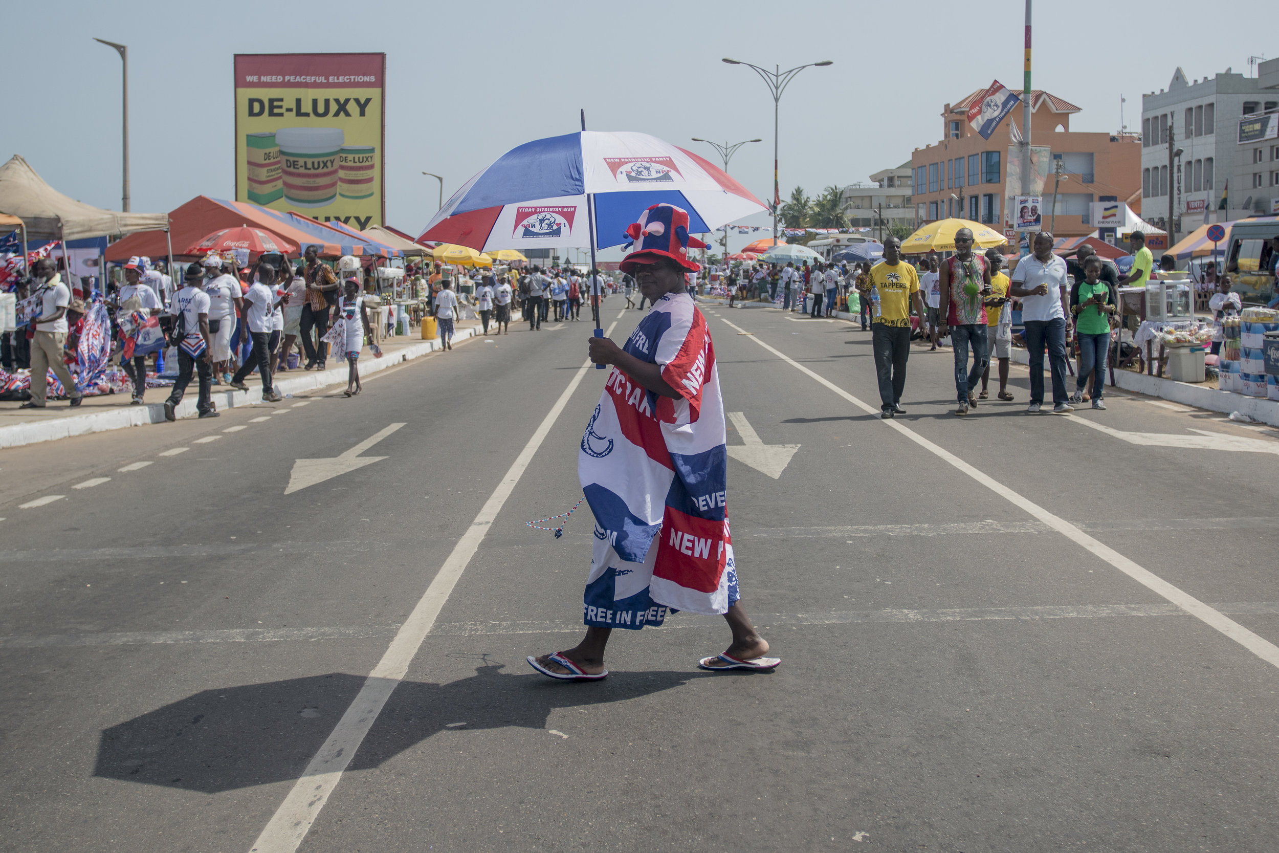  NPP (New Patriotic Party) supporter heading to the last NPP political rally, Grand Finale, in Accra ahead the December 7th General Election 