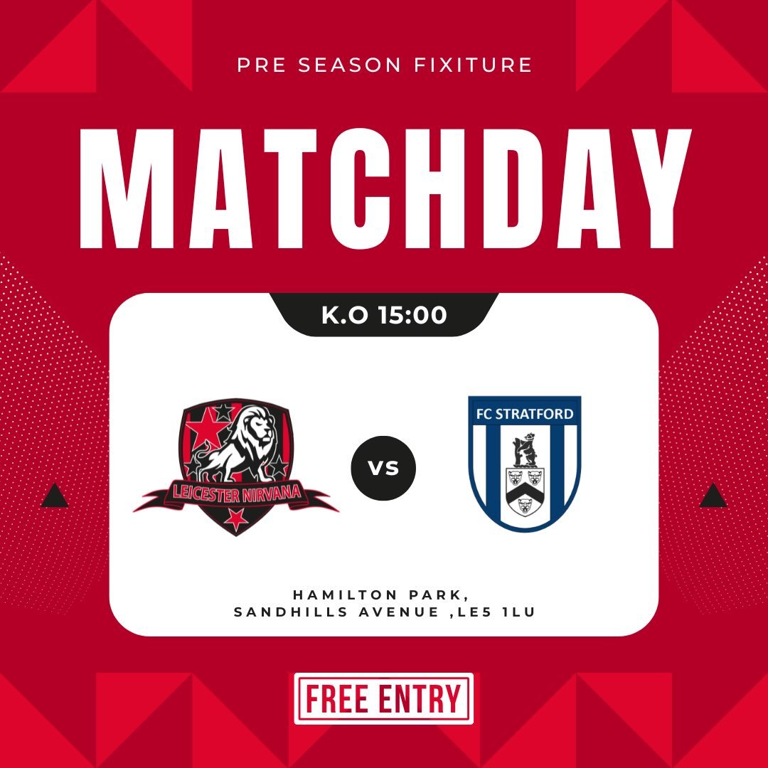 𝗠𝗔𝗧𝗖𝗛𝗗𝗔𝗬 ❤️⚽

It&rsquo;s game day!

We&rsquo;re back in preseason action this afternoon as we welcome FC Stratford to Hamilton Park.

🆚 FC Stratford
🏟️ Hamilton Park
🕒 Kick-off: 15:00

Come down and get behind the lads as preparations for 