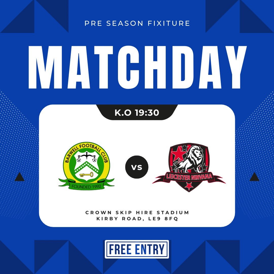 𝗠𝗔𝗧𝗖𝗛𝗗𝗔𝗬 ❤️⚽

It&rsquo;s matchday!

We&rsquo;re back in preseason action this evening as we travel to take on Barwell FC.

🆚 Barwell FC
🛣️ Crown Skip Hire Stadium
🕢 Kick-off: 19:30

Make the trip and get behind the lads as preparations for