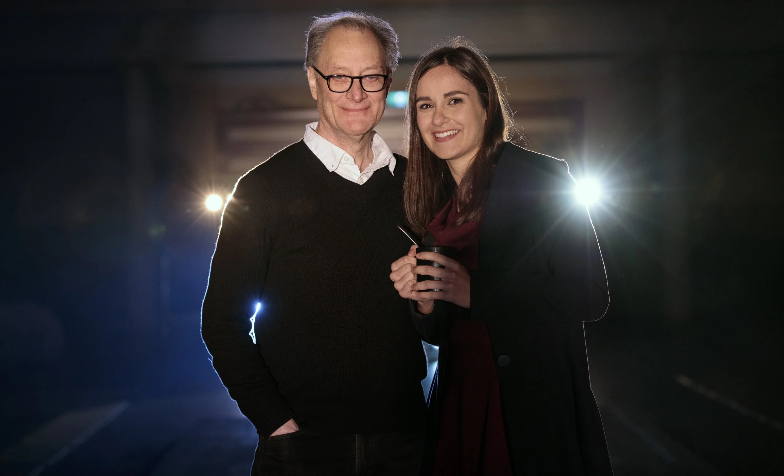 With soprano Judith Weusten on set of Australian production of Backwards from Winter, 2018