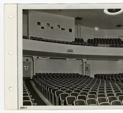 Early picture looking up towards the projector from the front of the stage.