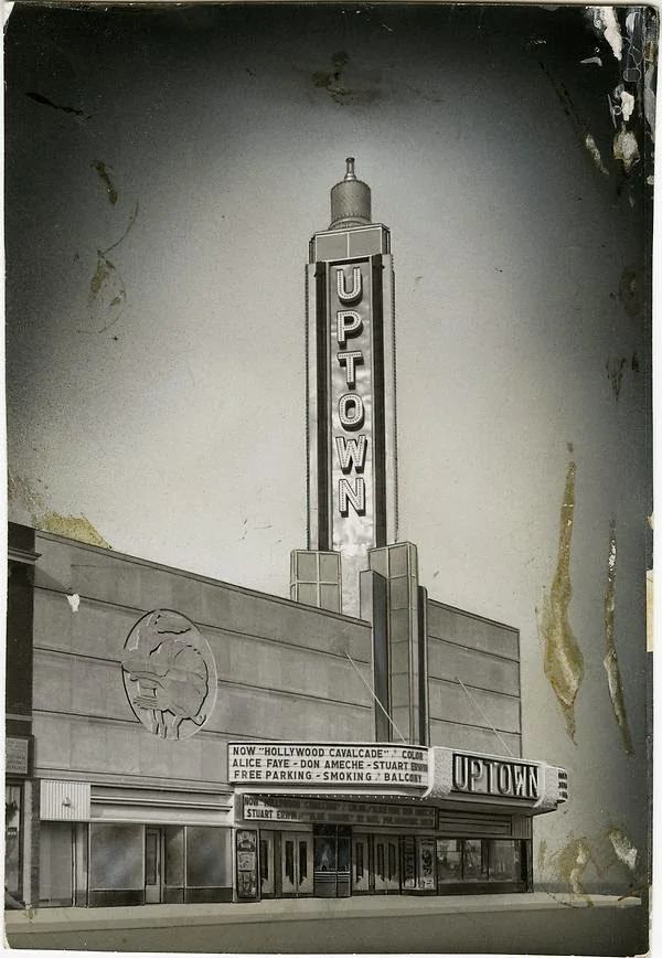 Front of the Theatre. Photo was taken right around 1939 when "Hollywood Cavalcade" was released, and can be seen on the marquee.