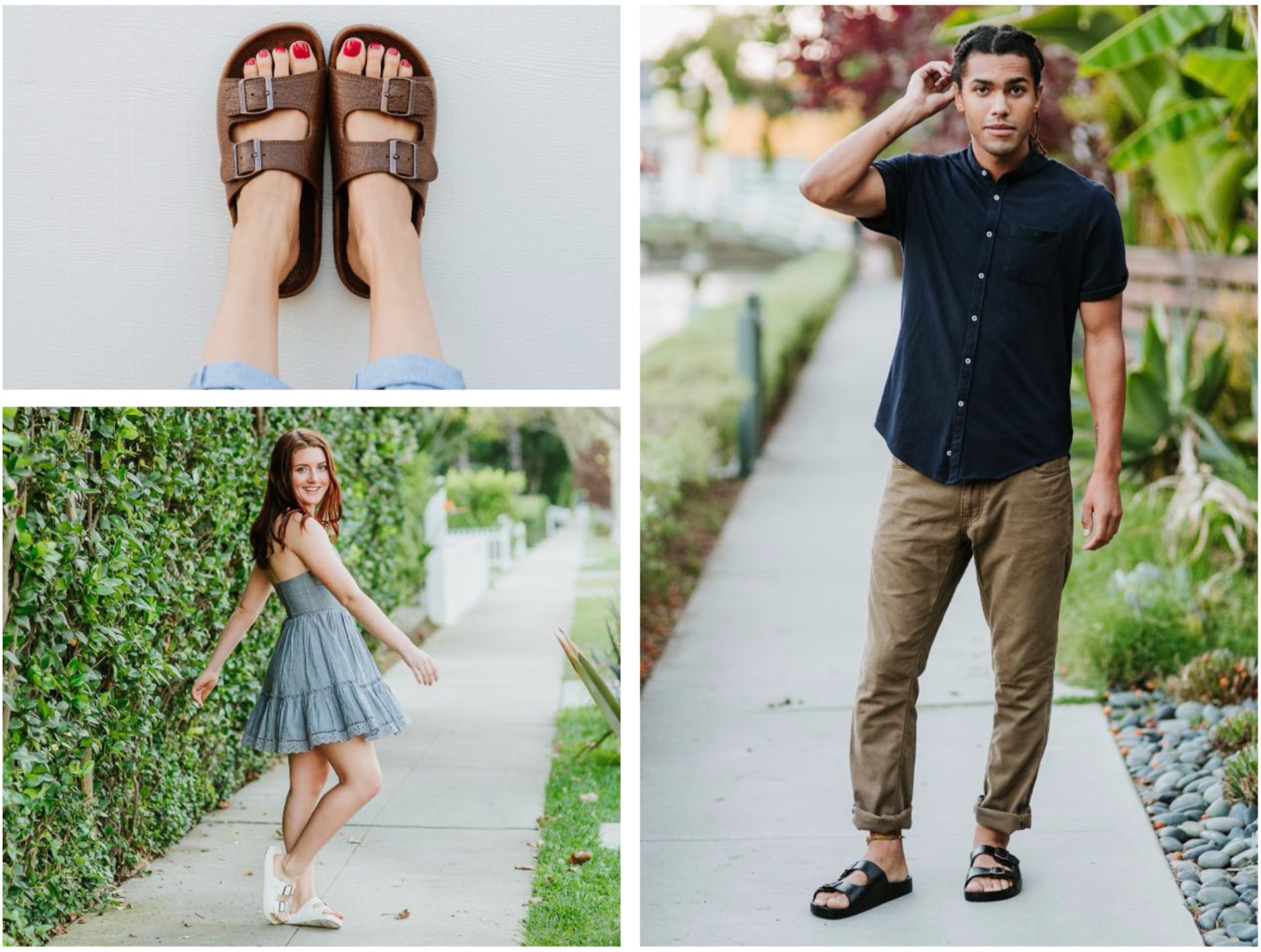 Buckle Sandal in Brown, Black or White