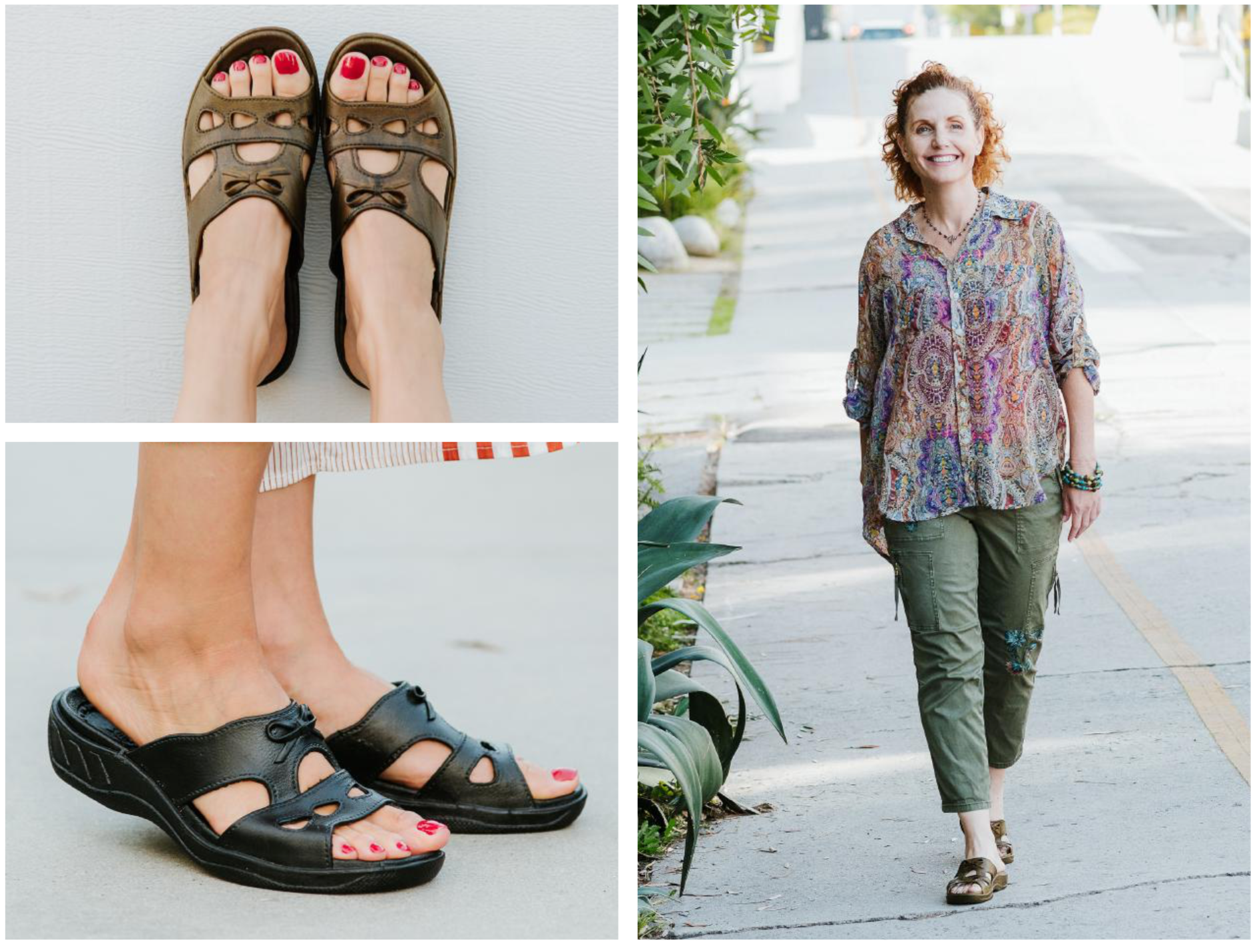 Bow Sandal in Dark Brown or Black