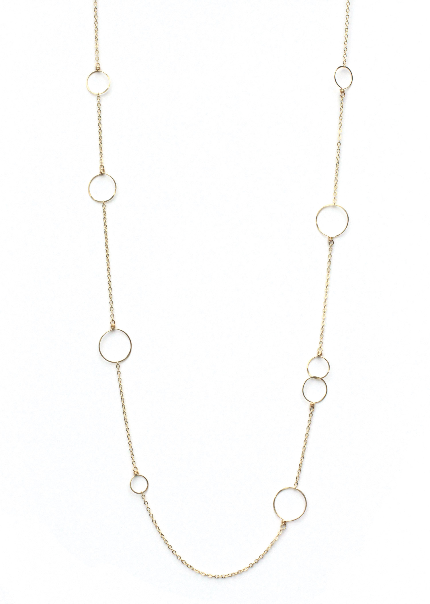 Jennifer tuton long floating circles necklace