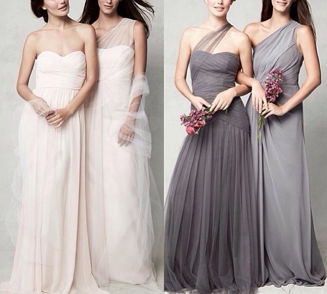 Blush & Grey Monique Lhullier bridesmaid dresses