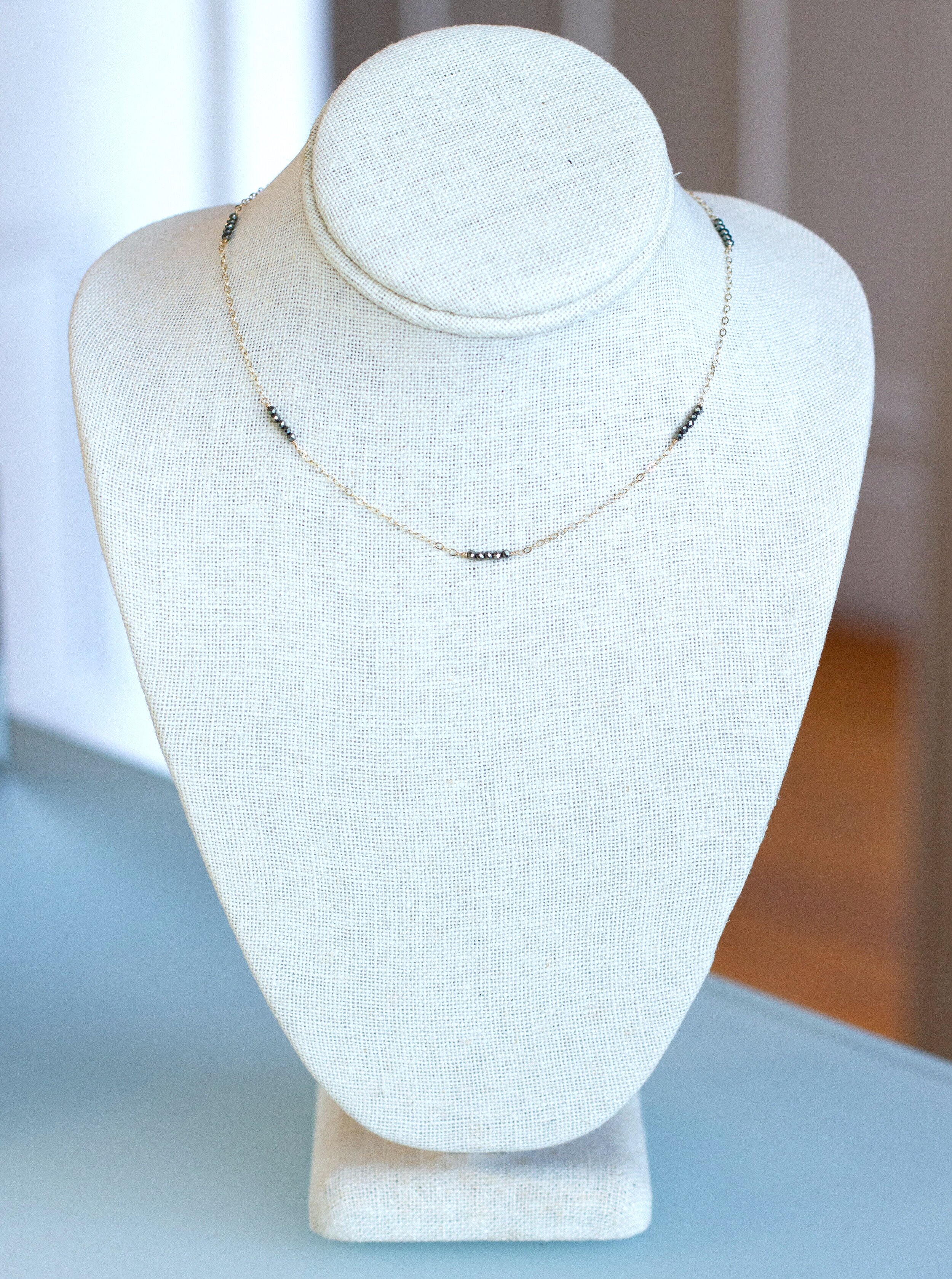 Floating Beaded Bar Necklace 