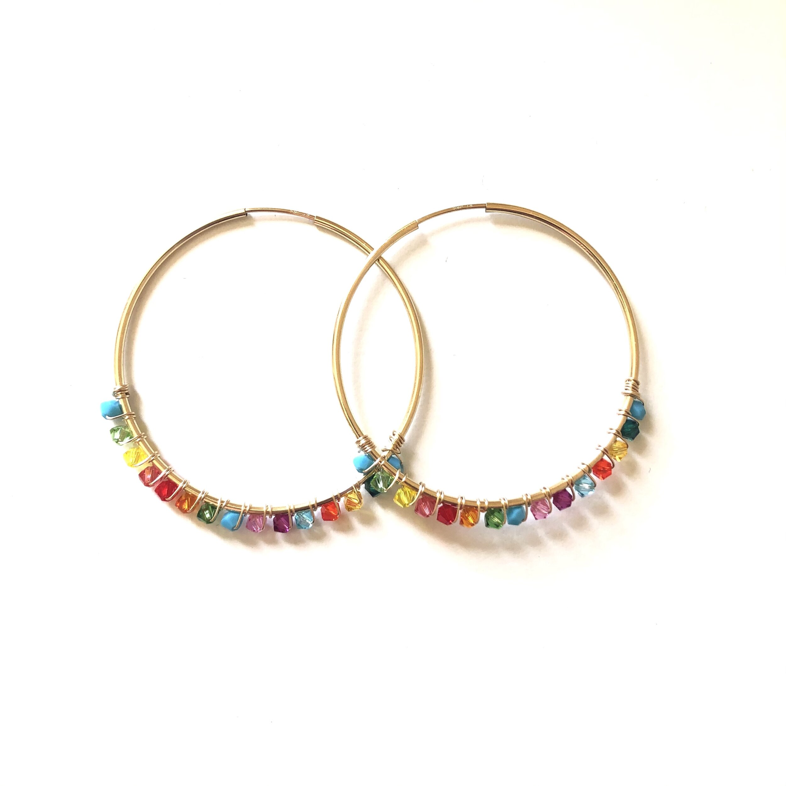 Rainbow Beaded Clay Hoop Earrings – Copper & Quinn