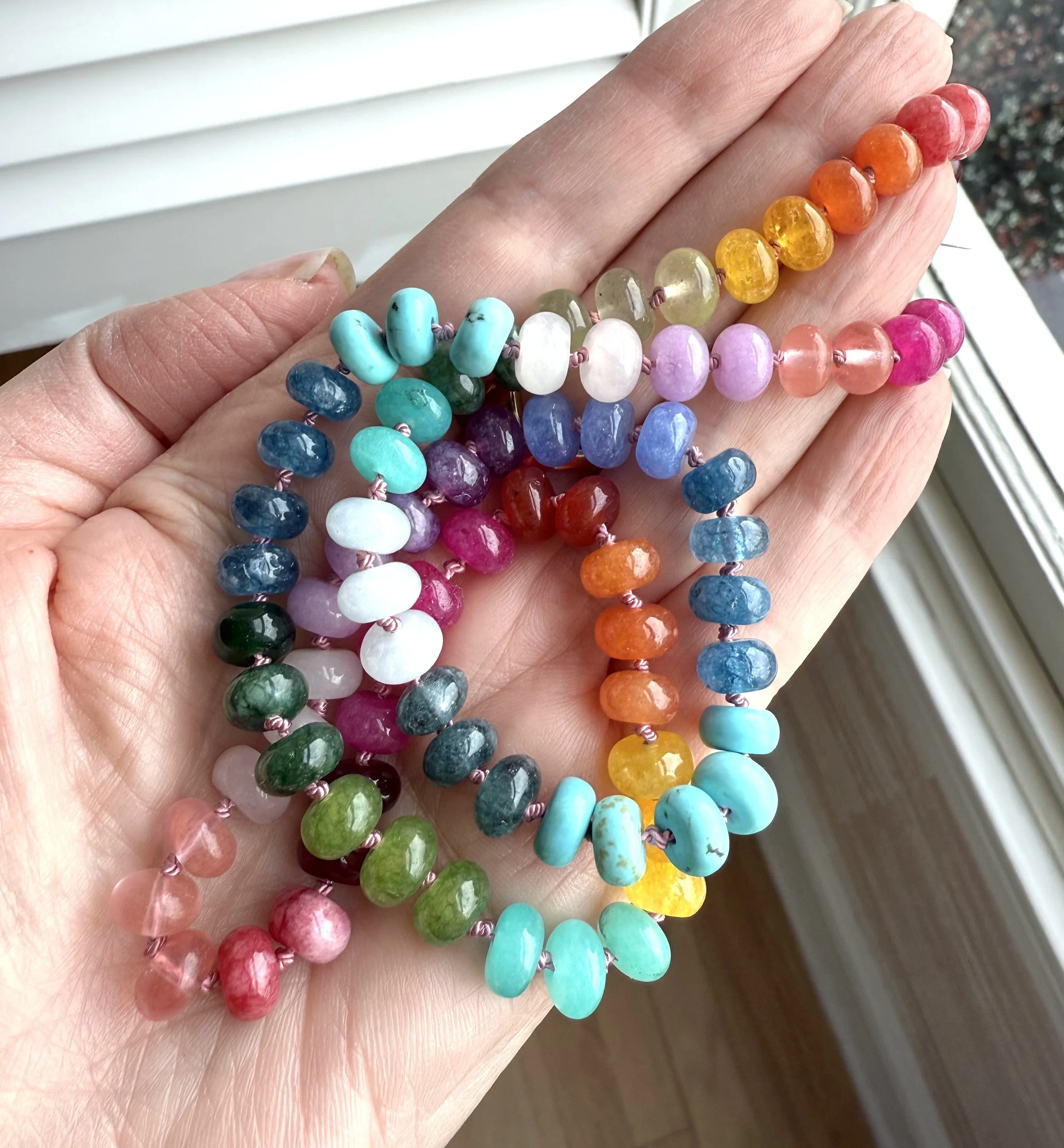 Rainbow Beaded Gemstone Necklace
