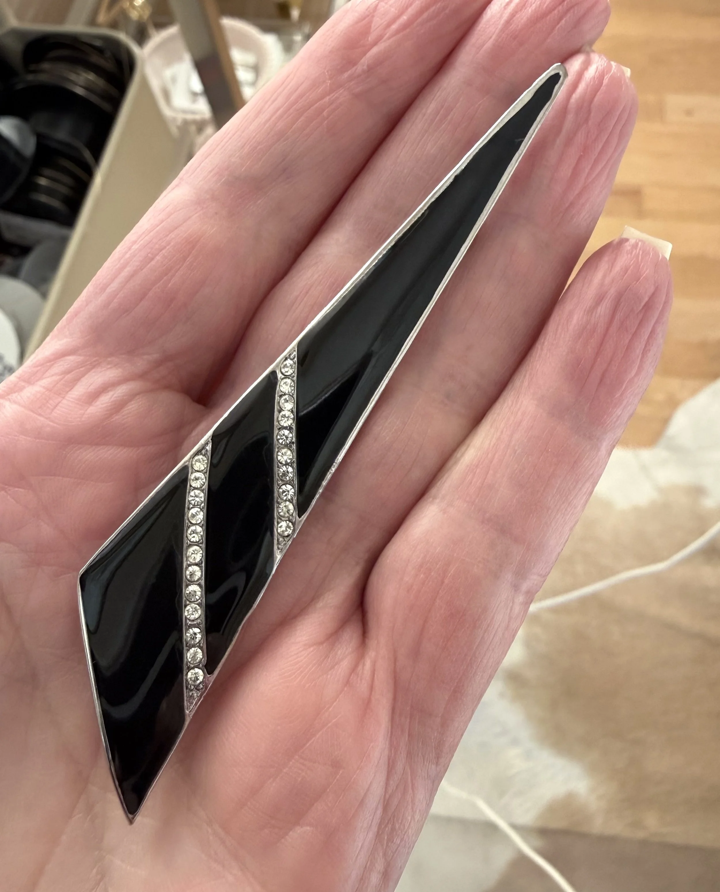 Art Deco Style Black Enamel Brooch