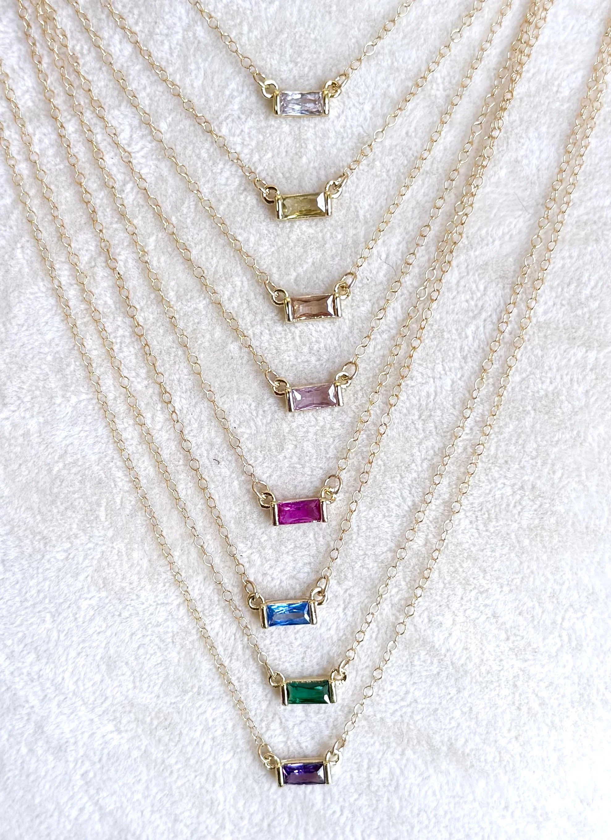 Baguette Pendant Necklaces