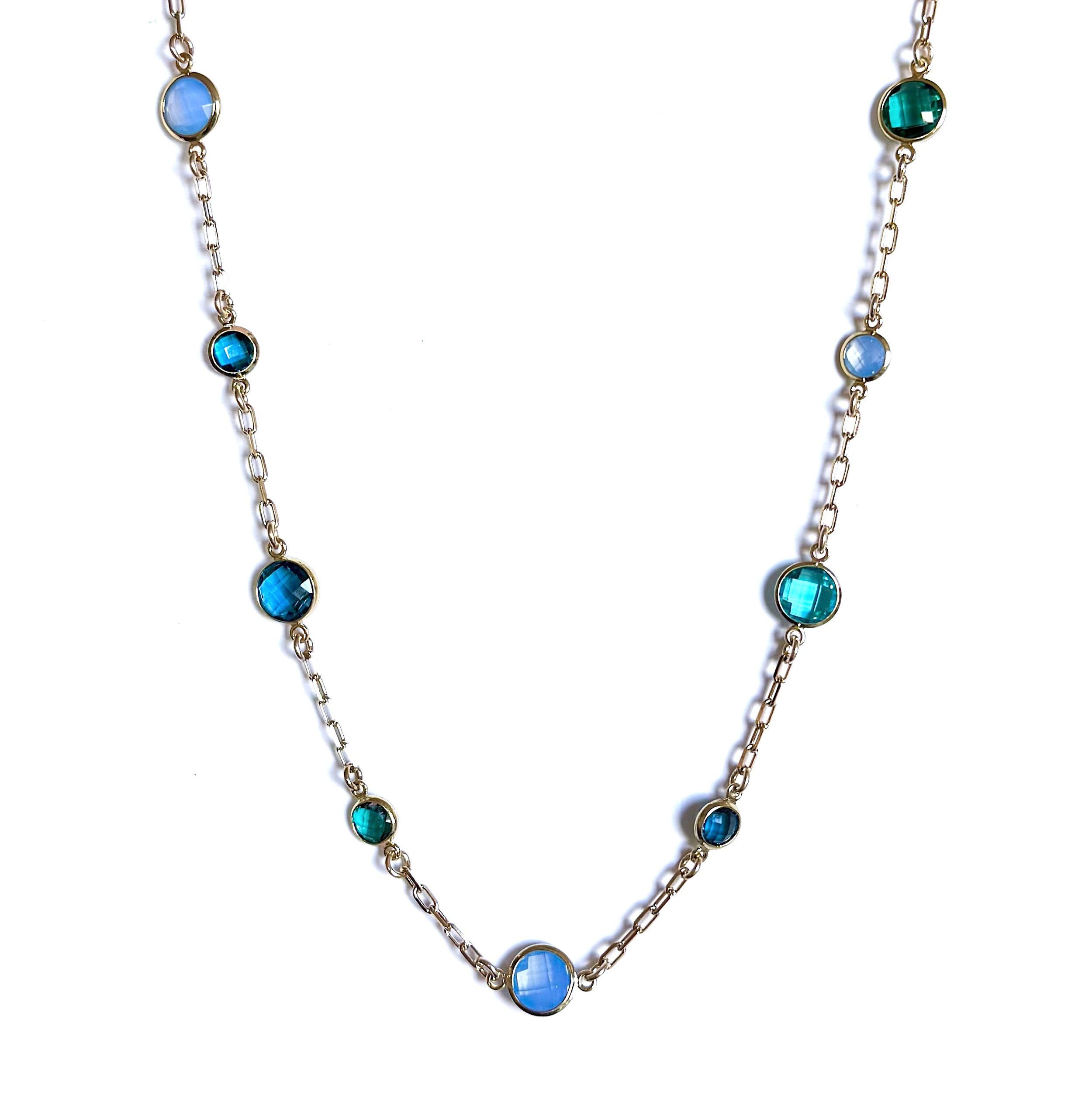 Floating Multi Bubbles Necklace in Blues & Greens