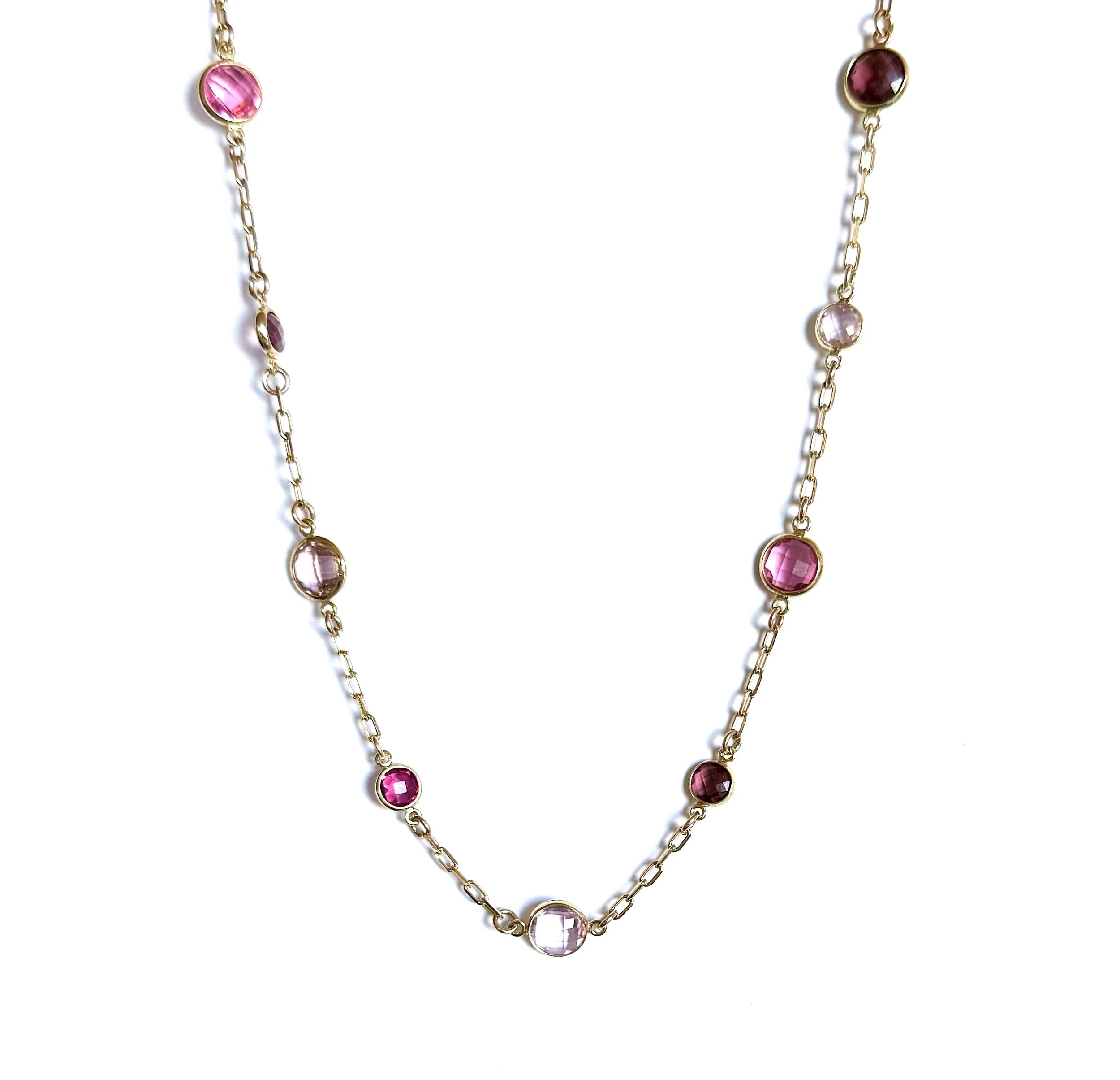 Floating Multi Bubbles Necklace in Pinkish Plums