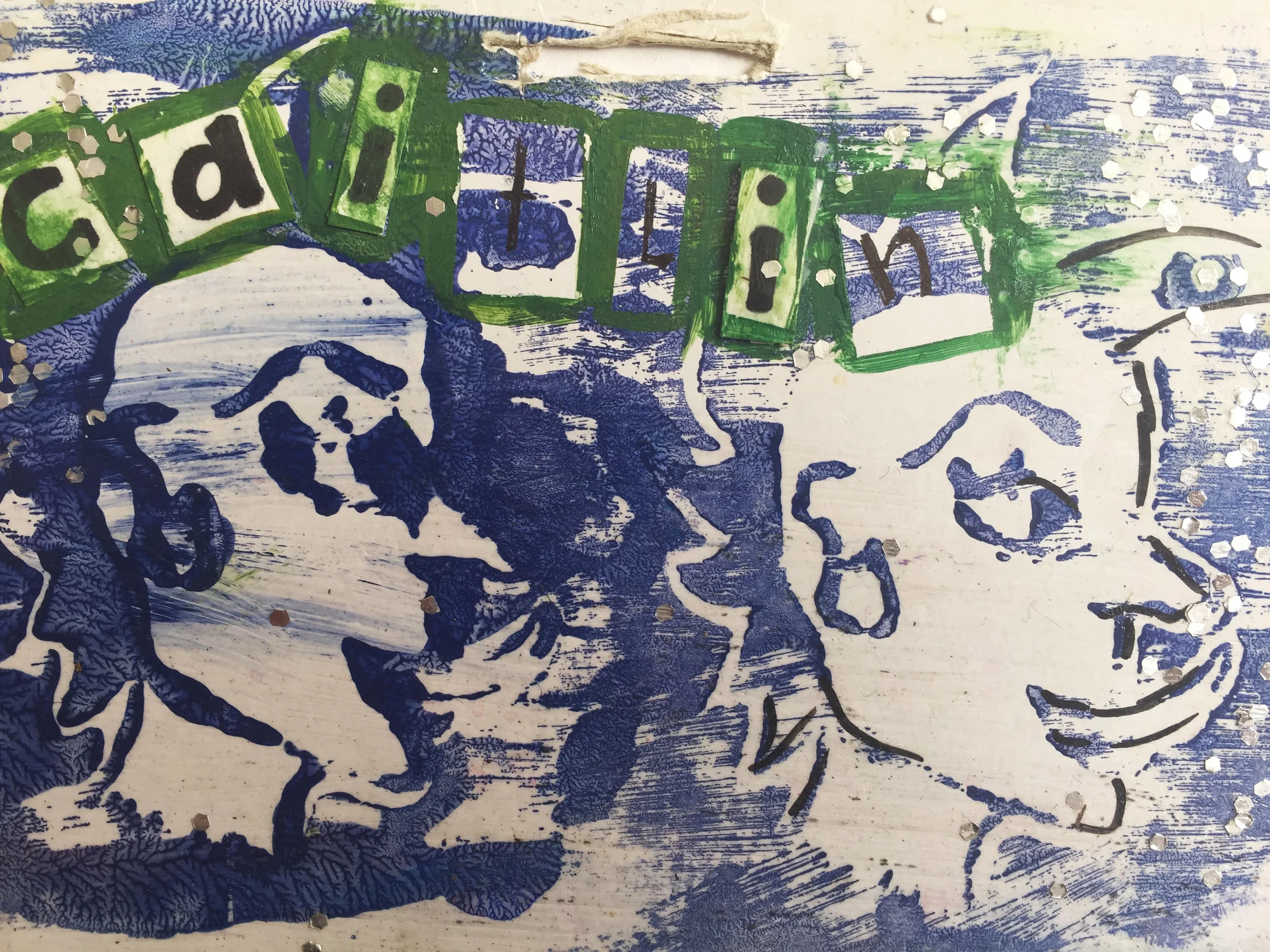 "Name Tag from Summer Camp," wood block print; courtesy of the artist