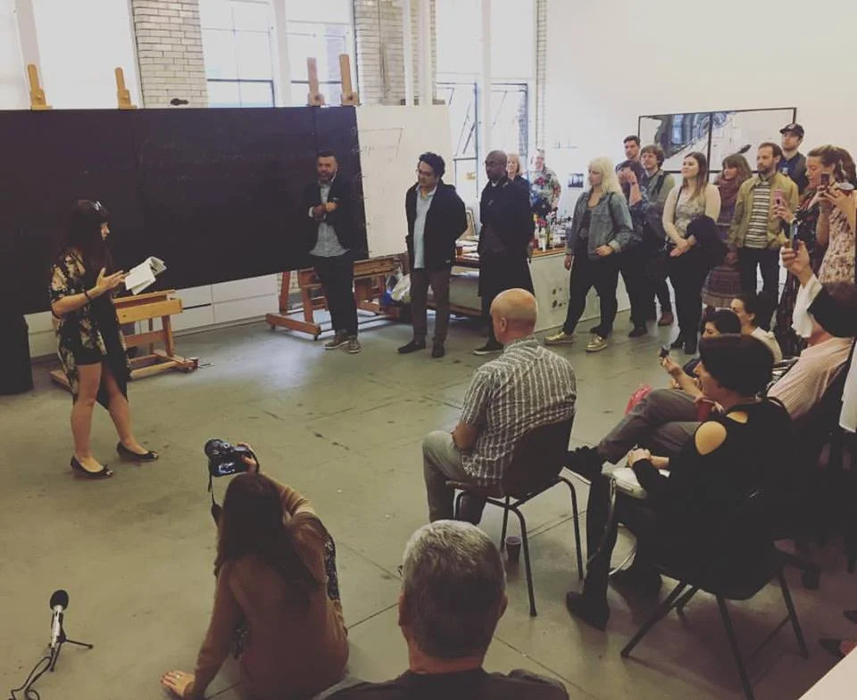 Dallas Athent reads at the launch event for Theia Mania on April 30th, 2017
