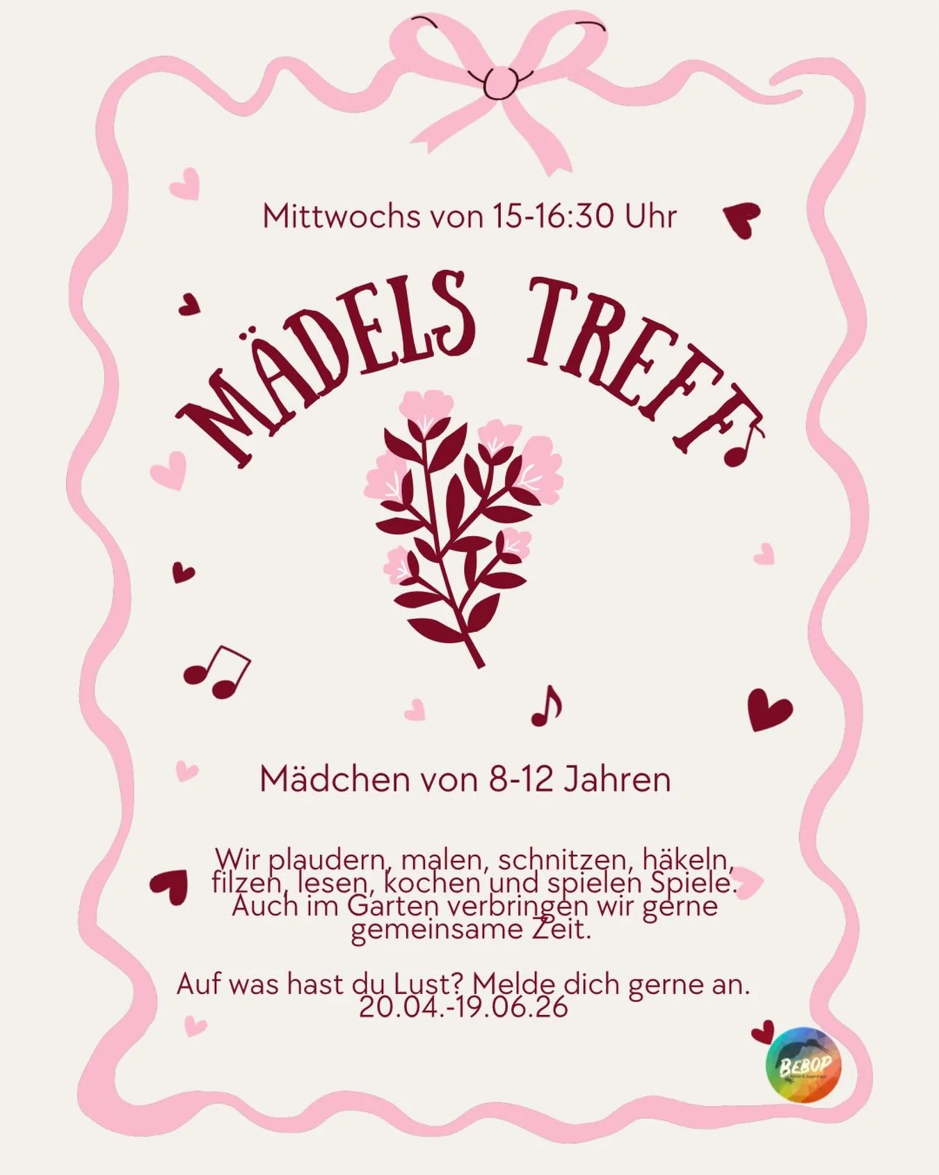 Hi M&auml;dels 👋 wer hat Lust sich zum M&auml;dels Treff anzumelden? Bei Fragen, meldet euch gerne. Wir freuen uns 🥳