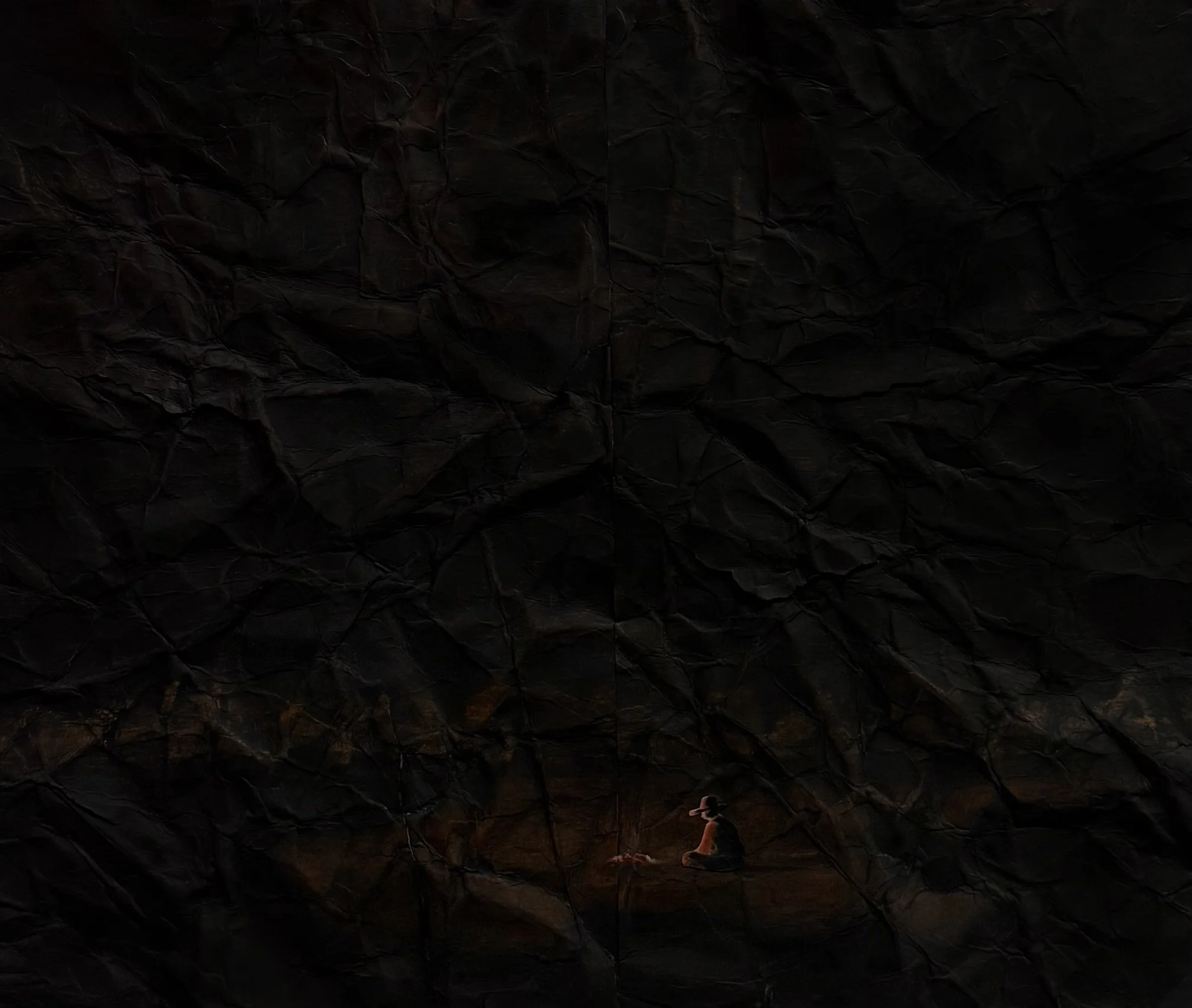 LOW EMBER FIRE IN A CAVE