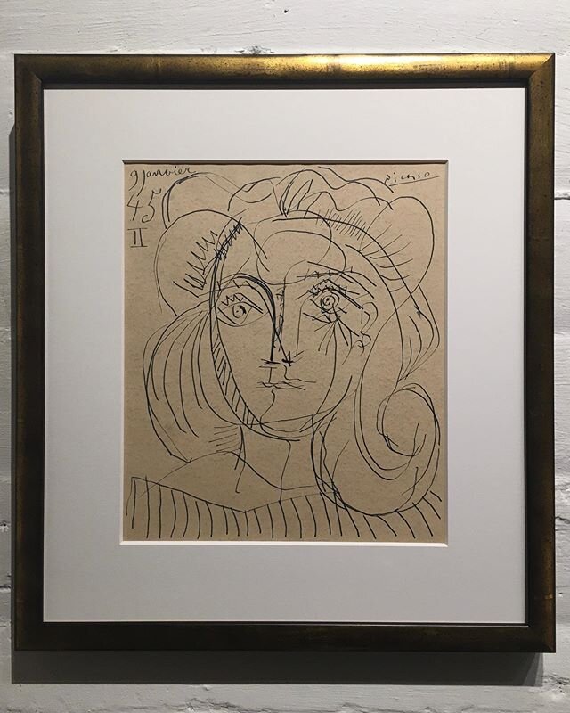 #picasso #original #drawing on paper #art #archival #frame #customframing #cubism @truvueglazing #museumglass 8 ply rag mat. #framerlife #boerumhill #brooklyn