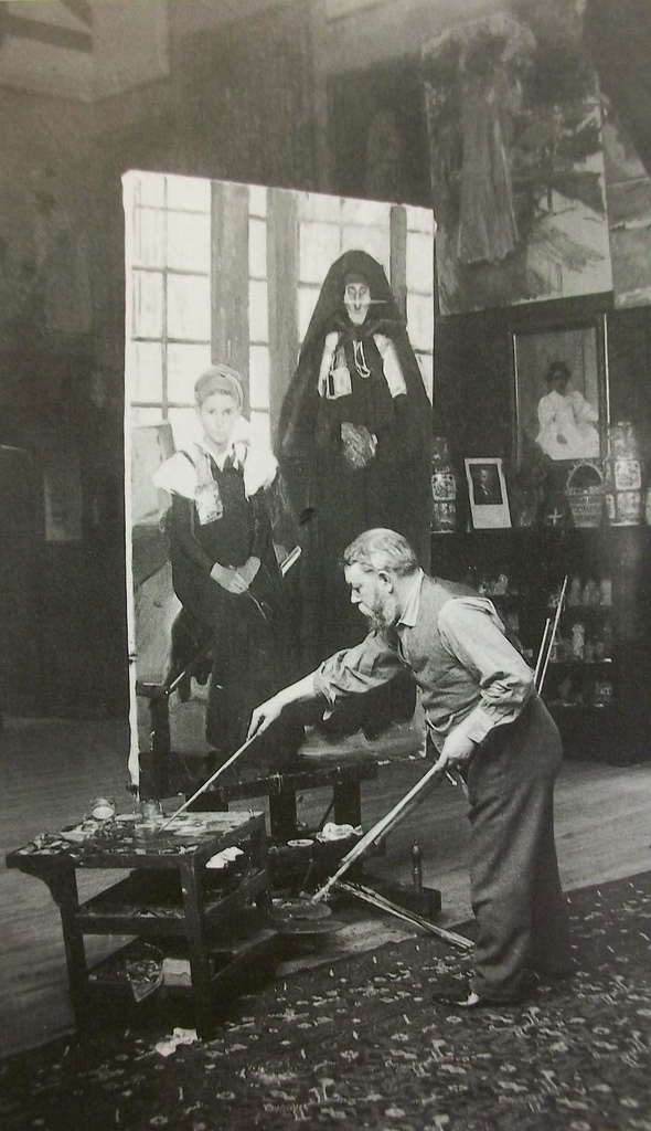 Joachin Sorolla working with incredibly long brushes 
