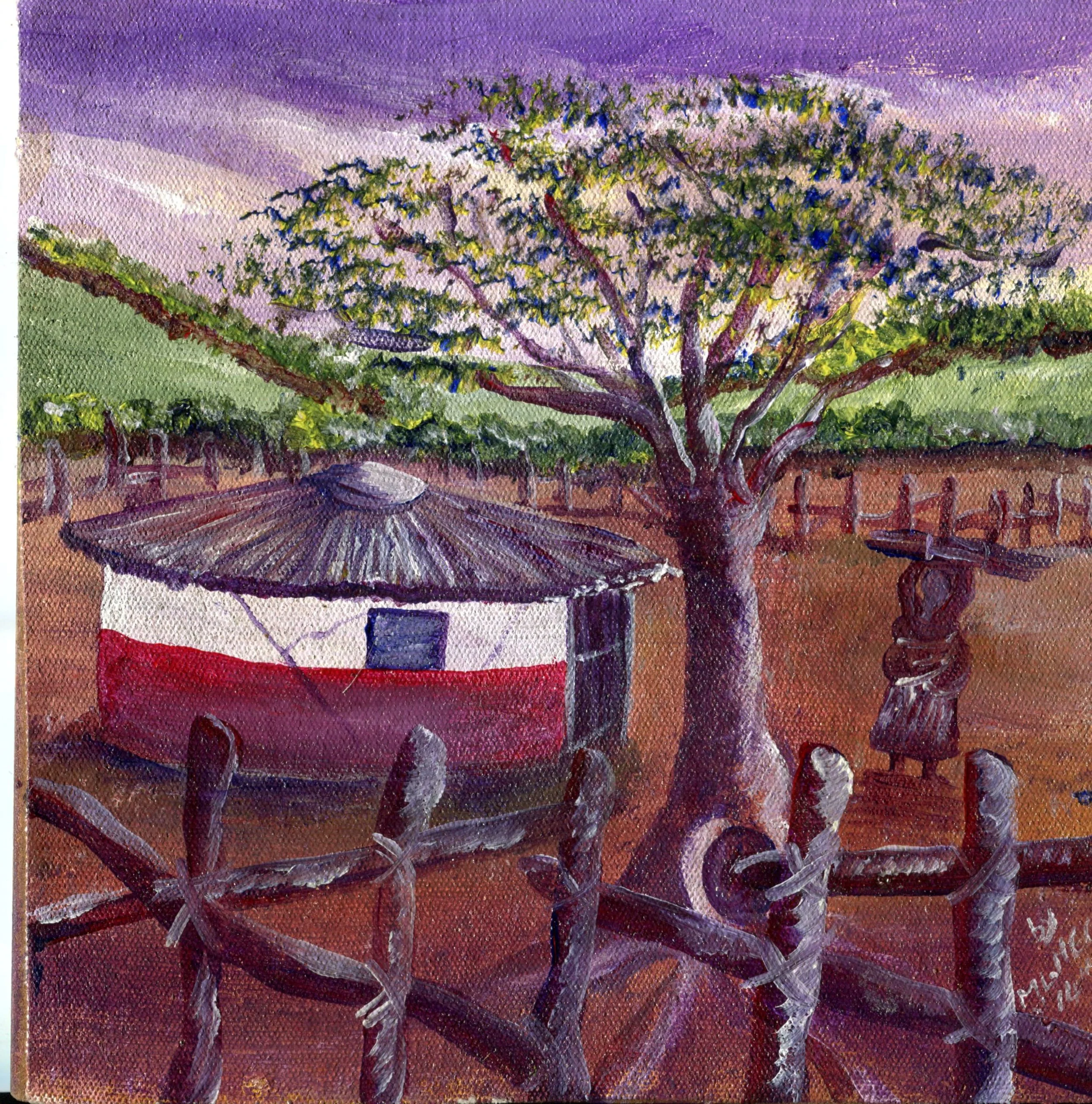 Ngcobo, Mlungisi Lucky 13c Homestead in Greytown, Acrylic on canvas board.