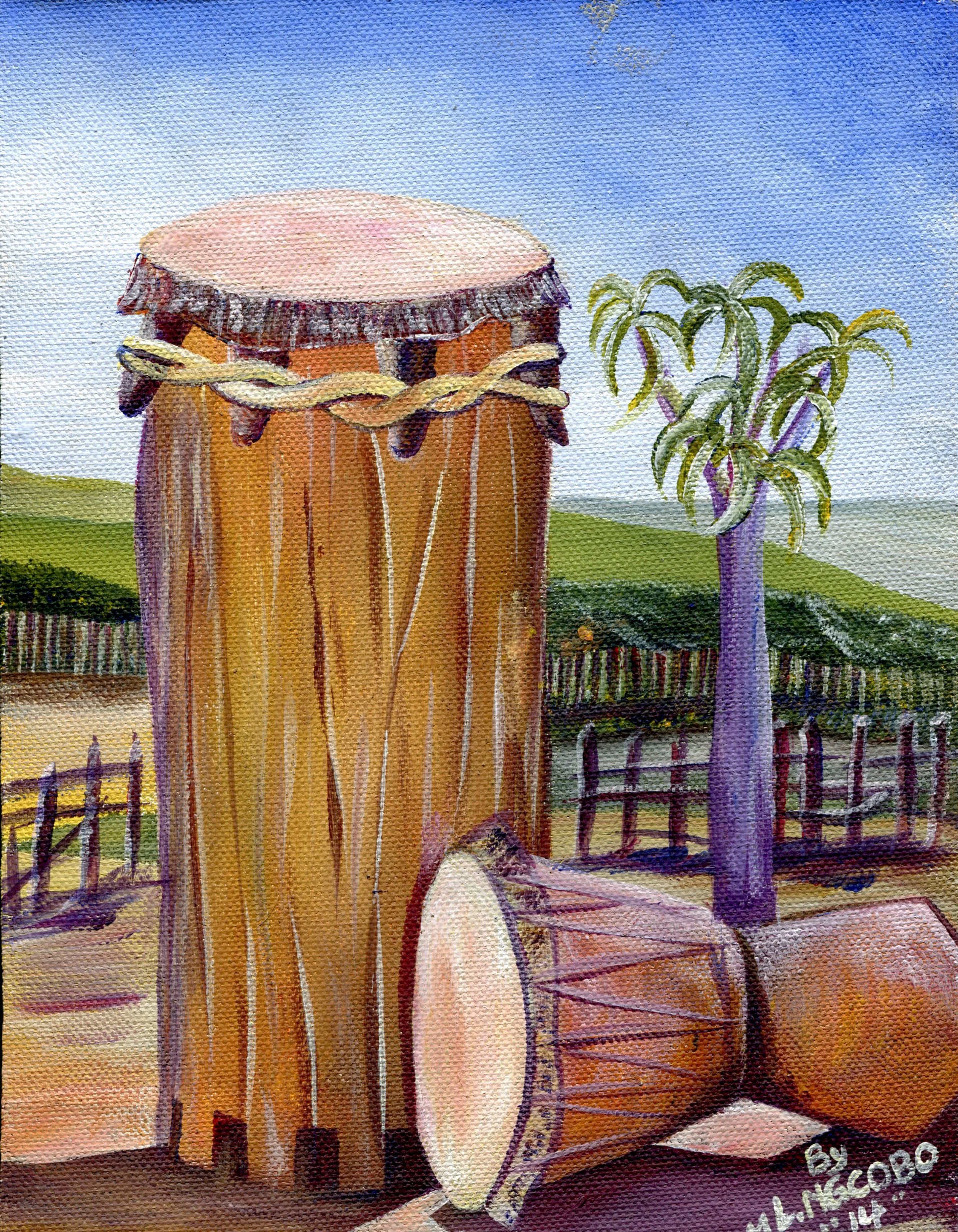 Ngcobo, Mlungisi Lucky 13b My Uncle's Drums, Acrylic on canvas board.