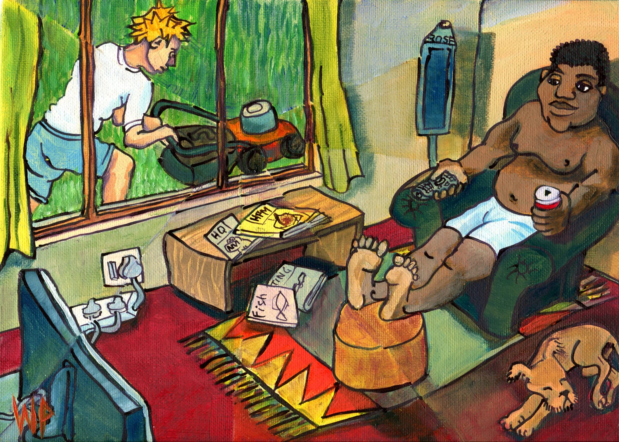 Van Heerden, Weepee 12b, A Shattered View of Saturday, Oil on canvas.