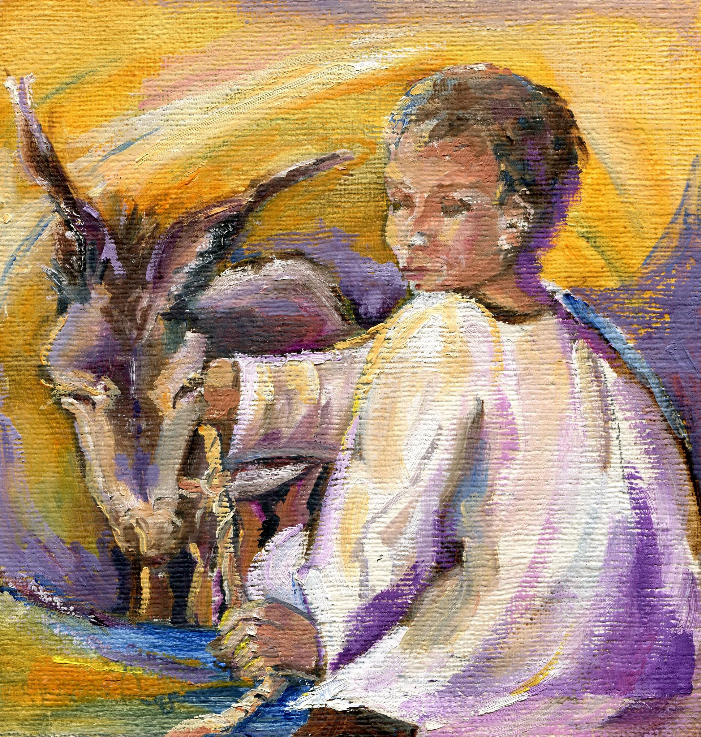 76b Anonymous Janette, Child with Donkey Acrylic.jpg