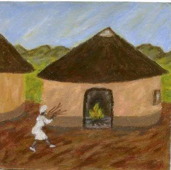 13b Ngcobo, Bonginkosi-Fire in the Rondavel,Acrylic on paper.jpg