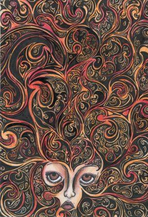 26b Rouillard, Andrea-Fantasy Face,Ink and Coloured Pencil.jpg