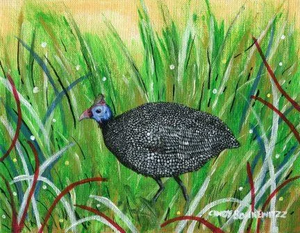 66a Bonkewitzz, Cindy- Helmeted Guineafowl, Acrylic on canvass.jpg